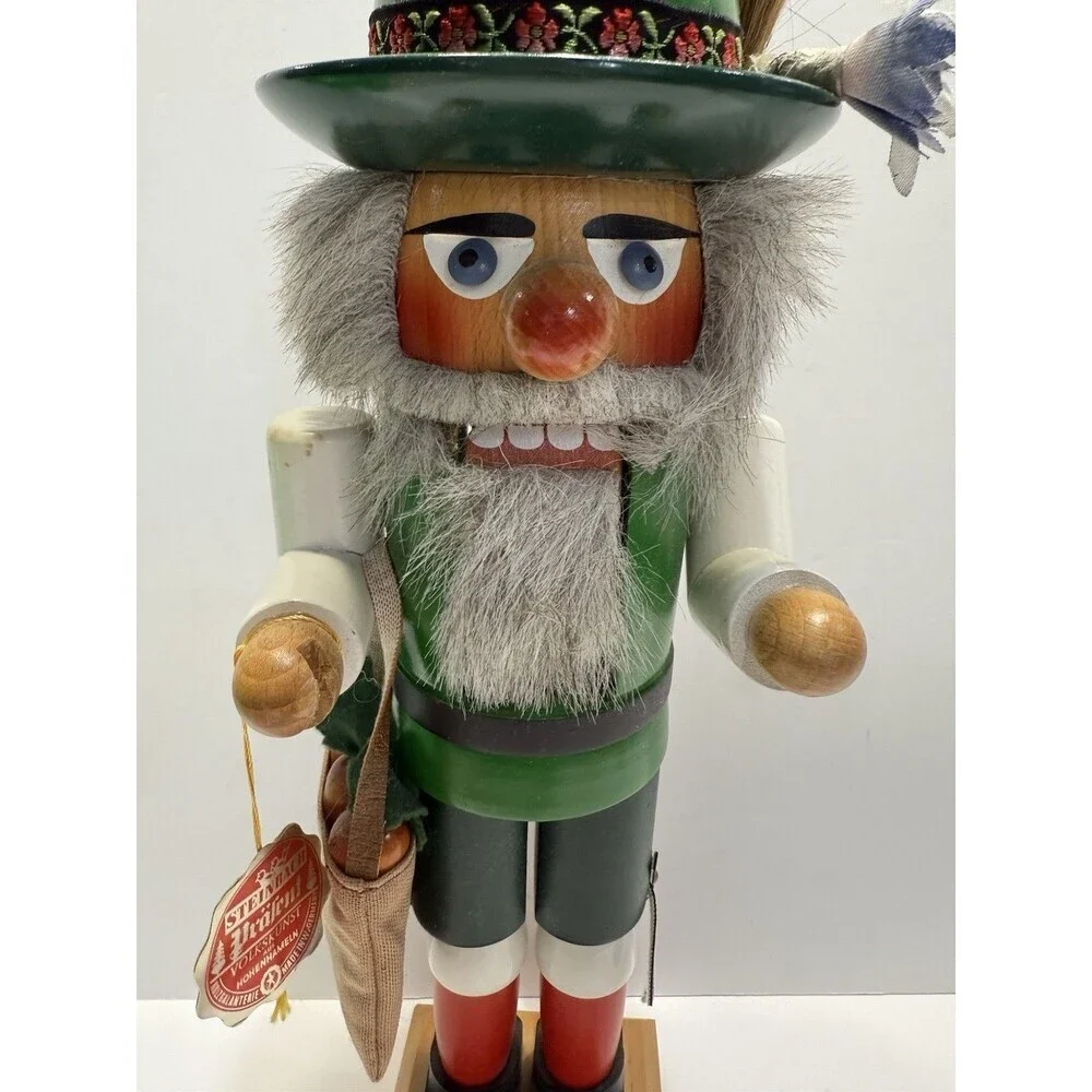 Vtg Steinbach Wooden Bavarian Huntsman Nutcracker Green Hat Christmas 15